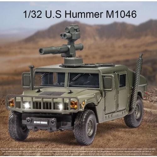 1:32 U.S Hummer M1046 Military Alloy Car Model With Sound Light Diecast Toy Vehicles Kids Gifts Free Shipping Original Box