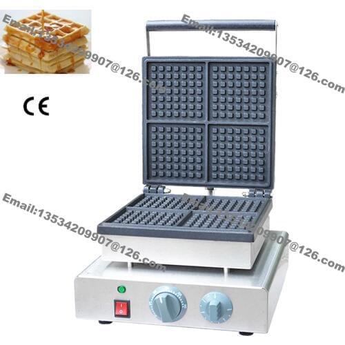 Free Shipping 4-slice Commercial Non-stick 110v 220v Electric Square Traditional Belgium Belgian Waffle Maker Iron Baker Machine