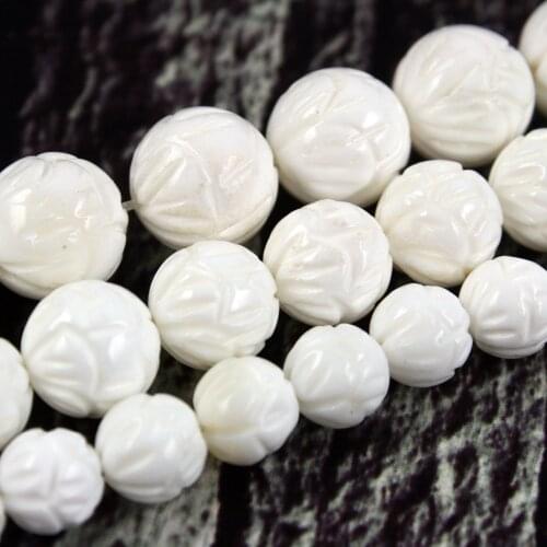 10Pcs/bag 8 10 12mm Natural Stone Round Beads White Loose Beads for DIY Bracelet jewelry Making Accessories