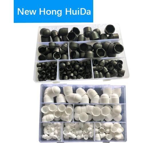 Black White Dome Protection Cap Covers Exposed Hexagon Plastic PE Nut Bolt Assortment Kit
