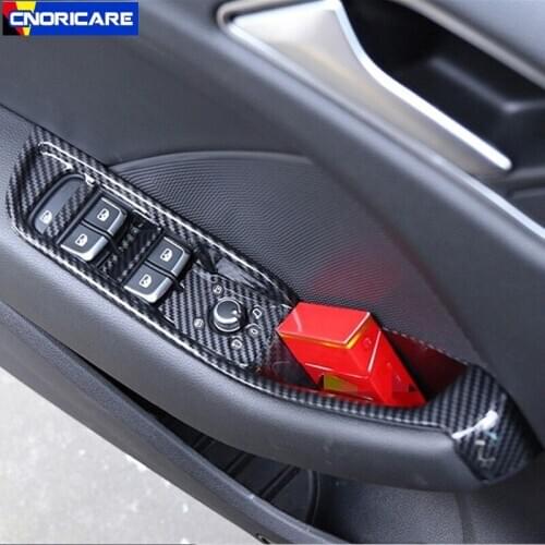 Carbon Fiber Color Car Window Glass Lifting Frame Decoration Sticker For Audi A3 8V 2014-18 LHD ABS Auto Door Armrest Decals