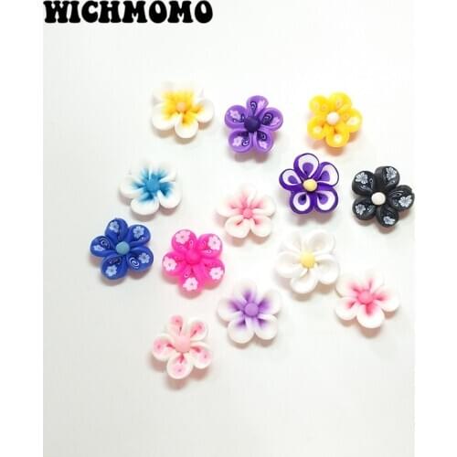 NEW 10pieces/bag 15MM Polymer Clay Rose Lapel Flower Petals Perforated For DIY Curtain Beads Necklace Earrings Accessories