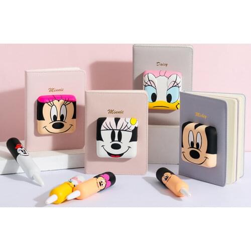 Genuine Disney Mickey Decompression Notebook Q-Elastic Gel Pen Set Cute Soft Glue Super Meng Notepad Gift Box Gift