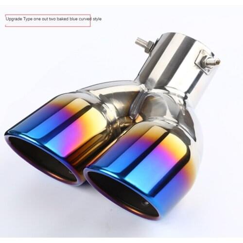 For Automobile Tail Pipe Double Pipe Tail Pipe Baking Blue Automobile Muffler Refitting Cruz Exhaust Pipe Tail Pipe One Out Two