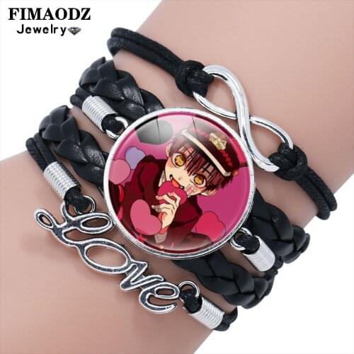 FIMAODZ Infinity Love Toilet Bound Bracelet Hanako Kun Leather Bracelets Bangles for Men Women Anime Figure Cosplay Jewelry