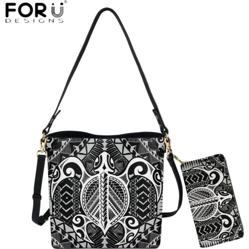 FORUDESIGNS New Style Luxury Handbag And Purse For Women Polynesian Tribal Turtle Print Female Vintage Crossbody Sac Totes Femme