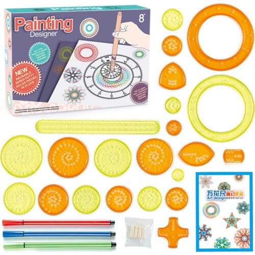 Painting Multi-function Interesting Puzzle Spirograph Child Drawing Plastic Ruler Educational Toy Kids Drawing Toys Set CT0354