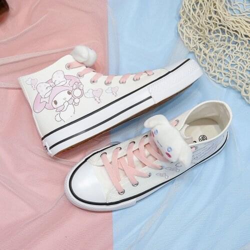 Spring Autumn High Top Canvas Shoes Women Pink Laurel Dog sneakers Girl Heart Ins Student Women Shoes Fashion Vulcanize Shoes