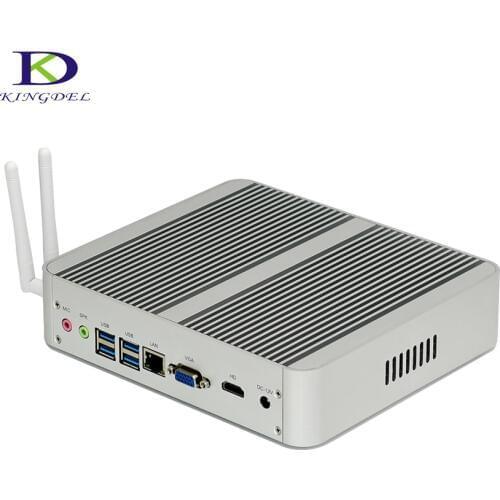 Kingdel New arrival Intel i3 7100U Fanless Mini PC Windows 10 Linux Desktop Computer 4K HTPC HDMI VGA max 16G RAM No Noise