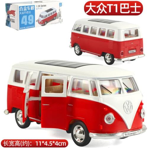 1:38 Scale Diecast Alloy Car Model For TheVolks Wagen MicroBus T1 Transporter Classic Bus 1962 Collection Pull Back Toys