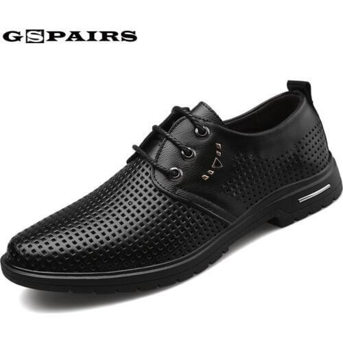 Spring Summer Elegant Mens Italian Leather Formal Shoes Breathable Luxury Brand Male Dress Footwear Brogue Oxford Shoes for Men