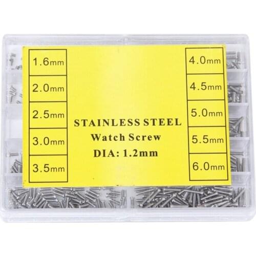 Appprox.1000pcs of 10 Sizes Dia 1.2mm Watch/Eyeglass Repair Screws Watch Repair Kit---1.6/2.0/2.5/3.0/3.5/4.0/4.5/5.0/5.5/6.0