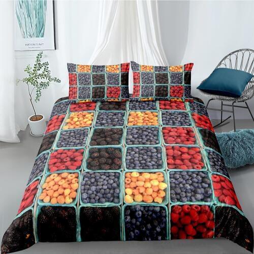 Fruit Boxes Bedding Set Queen Size Creative Fresh Lifelike 3D Duvet Cover King Twin Full Single Double Unique Design Bed Set
