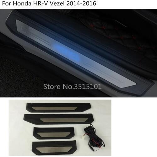 Car Pedal Door Sill Scuff Plate Stick Xternal LED Threshold Moulding 4pcs For Honda HRV HR-V Vezel 2014 2015 2016 2017 2018