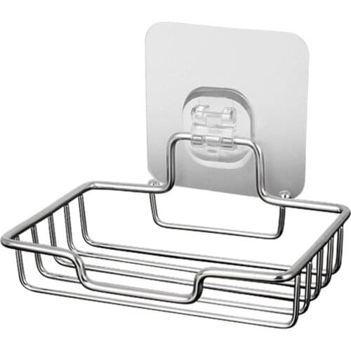 Stainless Steel Bathroom Wall Mounted Storage Soap Box Multifunctional Rack Storage Plate Tray Holder Case Soap Container