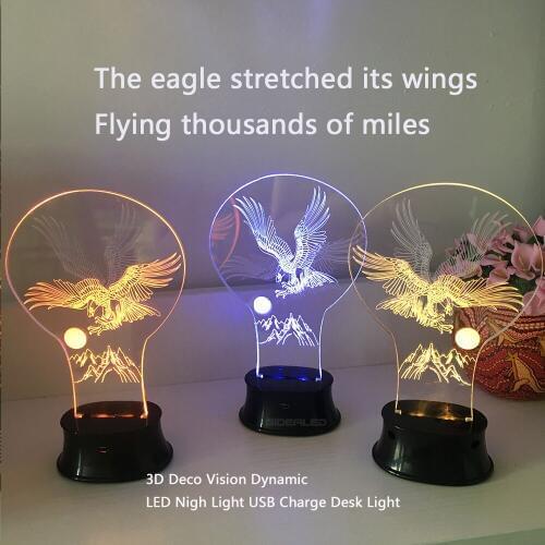 Eagle Wings Bedroom Lamp Home Decoration 3D Vision Dynamic Table Night Light Baby Sleeping Atmosphere Lamp Kids Christmas Gift