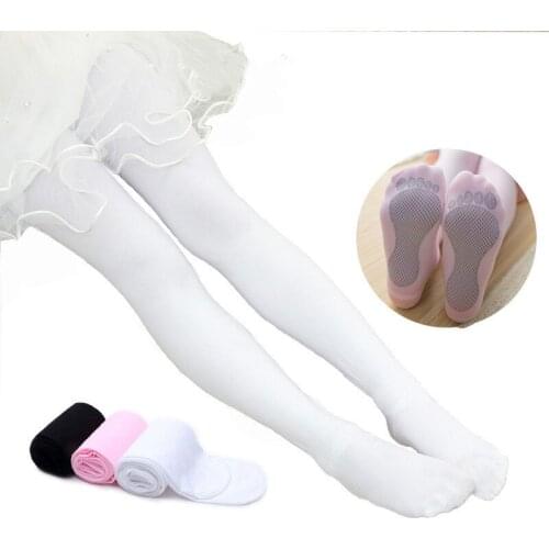 2021 New Little Girls Summer Thin Dance Pantyhose Non Slip Sole Velvet Performance Practice White Children Tights Pink 60cm-90cm