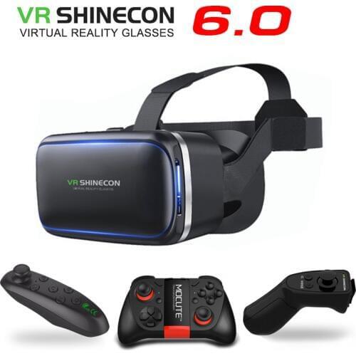 Original VR Shinecon 6.0 Virtual Reality 3D Glasses Cardboard Helmet For 4.3-6.0 inch Smartphone With Wireless Controller