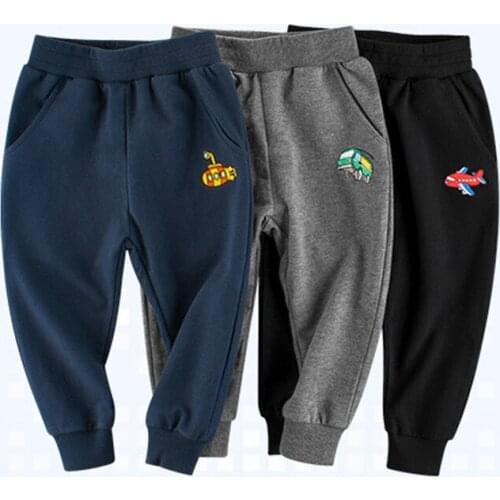 Autumn Leisure Elastic Waist Trousers Boys Loose Solid Color Sports Pants Childrens Cotton Pants 1-8 Years Old