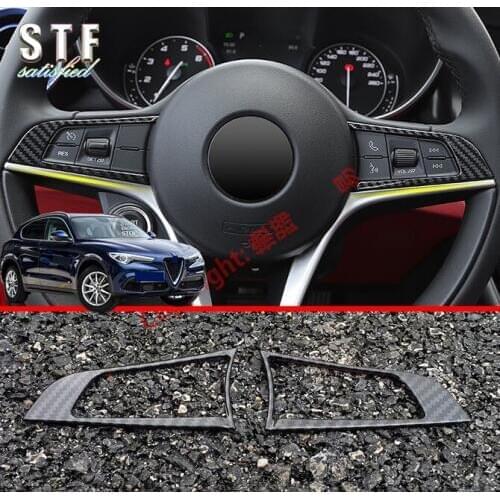 Carbon Fiber Style Interior Steering Wheel Trim Cover For Alfa Romeo Stelvio 2017 2018 2019