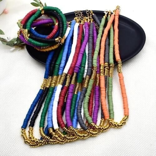 Polymer Clay Necklace Soft Pottery Choker Necklace Colorful Surfer beach Beads Collar Handmade Femme Jewelry Gifts Necklace