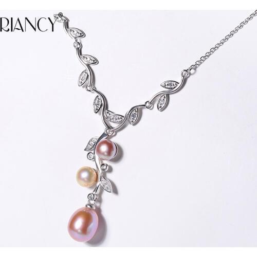 Fashion natural Multi-bead freshwater pearl pendant necklace for wedding pearl 925 sterling silver fine jewelry for girlfriend