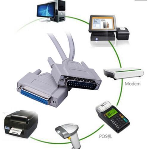 Parallel 25Pin 25-Pin DB25 Male to Female LPT Printer DB25 M-F LPT Cable Connector s0n22 P0.5