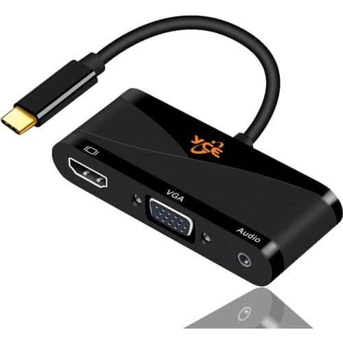 V83A 4K 2K 30HZ USB-C/M TO HDMI/F+VGA/F+USB2.0+Audio Conversion Cable Portable Extended Power Adapter Cable Connector Converter