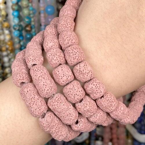 Dull Polish Natural Light Pink Volcanic Rock Stone Lava Spacer Beads Matte Beads For Jewelry Making Diy Bracelet Accessories 15