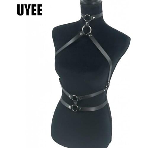 UYEE Sexy Underwear Harness Chest Bondage Design PU Leather Belt Punk Women Waist Strap Sexy Accessories Adjustable Suspenders