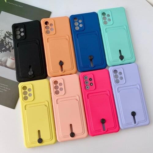 Silicone Phone Cases for Samsung A71 A32 A22 A82 A72 A52 A12S S21 PLUS S21 ULTRA S20 FE 4G 5G Card Holder Wallet Soft Back Cover