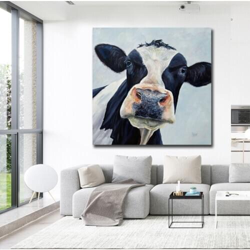 Modern Cute Cow Wall Art Picture Printed Canvas Oil Painting On Prints Dropshipping Cheap Posters Prints For Living Room