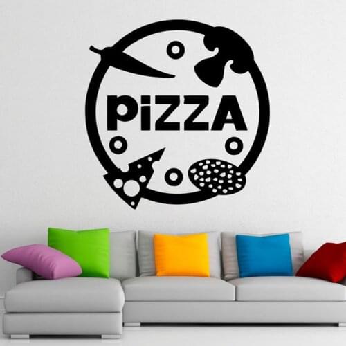 Pizza Wall Vinyl Decal Pizzeria Stickers Art Interior Design Home Kitchen Decoration Removable Delicious Wall Decor Window S470