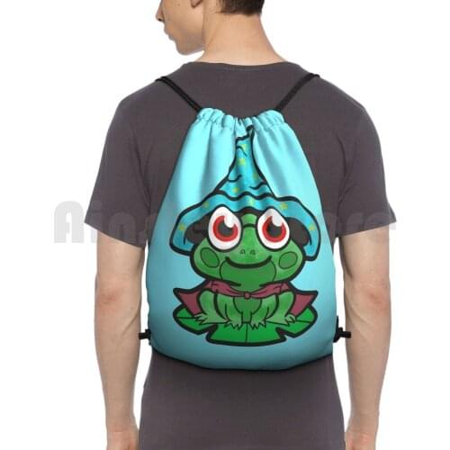 Magic Frog Wizard Backpack Drawstring Bag Riding Climbing Gym Bag Magic Frog Magician Frog Magic Conjure Frogs Magical Funny