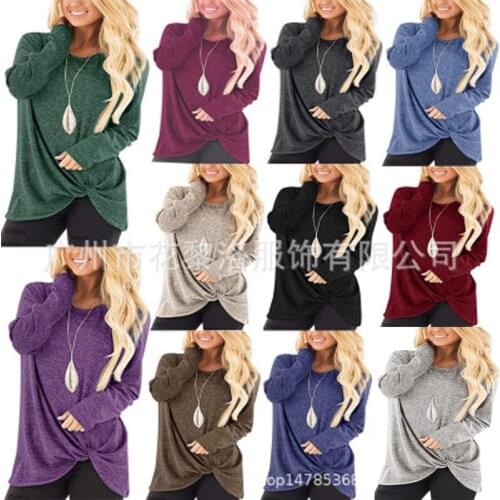 T Shirt Women Summer Clothes 2021 Round Collar Europe United States womens Long Sleeve T-shirt Kink Fleece Spot Tshirt CHF9131