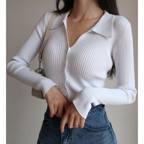 Autumn and Winter Fashion Sweater Women Sexy V-neck Sweater Knit Cardigan Wool Long Sleeve Sweaters Soft Warm Pull Femme 16359