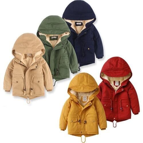 Winter Baby Boy Girls Clothes Hooded Plus Velvet Kids Cotton Jackets Boys Girls Snowsuit Outerwear Children Clothing 2-8years