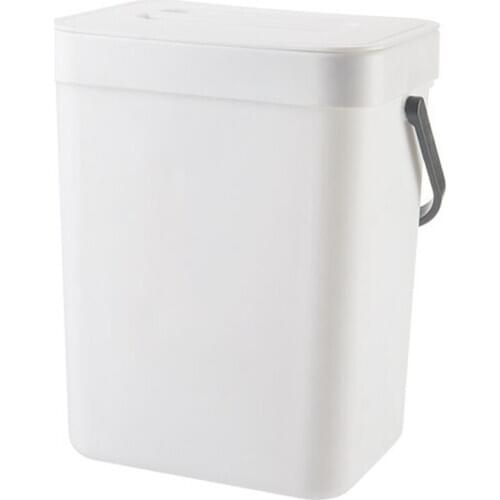 1.3 Gallon Kitchen Compost Bin Trash Can with Lid Under Sink Food Waste Bin Small and Light Bathroom Trash Can White