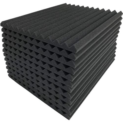 12 Pcs Black Acoustic Panels Soundproofing Foam Acoustic Tiles Studio Foam Sound Wedges 2.5 x 30 x 30cm CNIM Hot