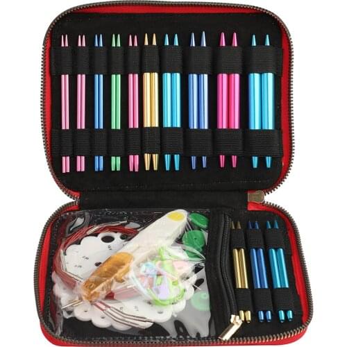 13pair Interchangeable Aluminum Knitting Crochet Needles with Accessories Circular Sweater Needle Kit Sewing Beginners Gift