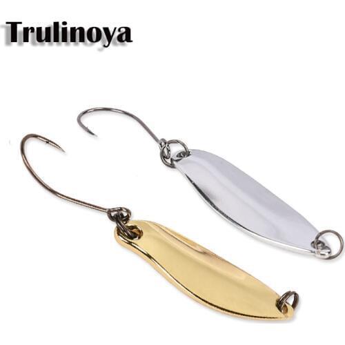 2pcs Trulinoya 1.6g 2.8g 3.5g Golden Silver Spoon baits Metal Pesca Copper Lures Carp Fishing Lure Single Hook