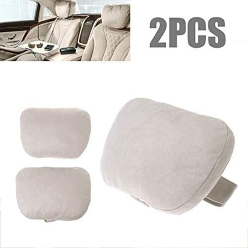 2Pcs Car Headrest Maybach Design S Class Ultra Soft Pillow Suede Fabric for Mercedes-Benz Headrest Neck Pillow
