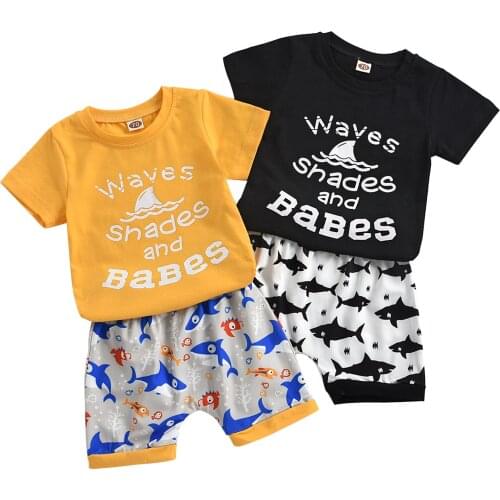 2021 Summer Infant Kids Baby Boy Clothes Sets Short Sleeve Animal Print T-shirt Tops Shorts Pant 2PCS Clothes Set