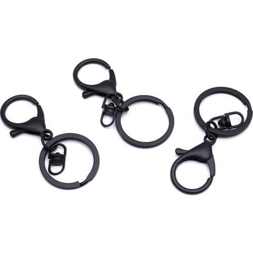 5 Pcs Black Round Key Chain Fashion Lobster Buckle Metal Keychain DIY Womens Fashion Jewelry Accessories Key Chain Handmade