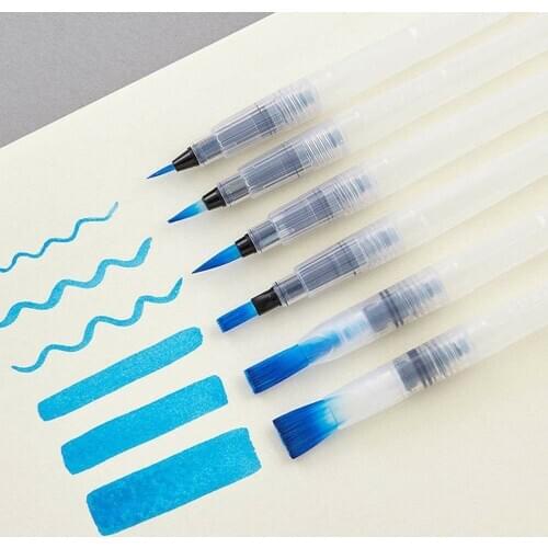 6pcs/Set Transparent tap water watercolour water soluble color pen nylon Watercolor Color Drawing Art Supply supplies paint