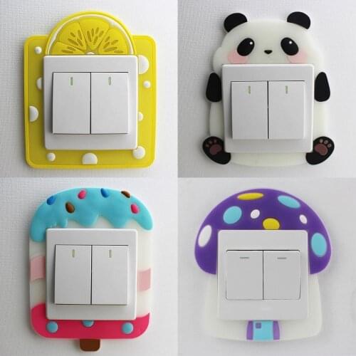 80% Hot Sales!!! Home Cartoon Soft Luminous Silicone Wall Switch Sticker Bedroom Socket Cover