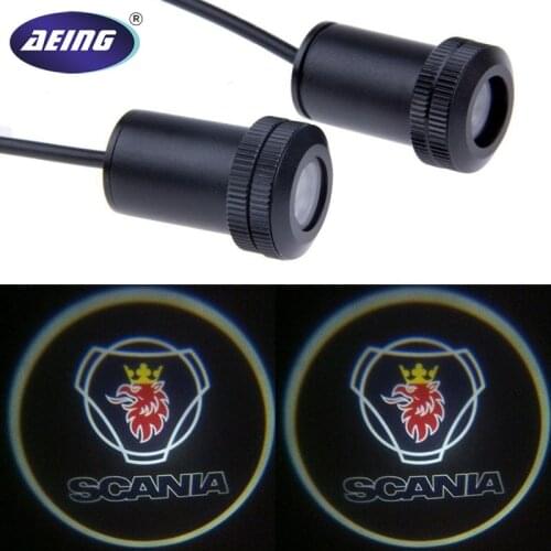 AEING 2*Ghost Shadow Logo welcome Car LED Door Light Laser Courtesy Slide Projector logo Emblem light For Tamiya Scania 12-24V