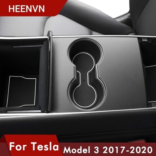 Heenvn 7Pcs/Set For Tesla Model 3 Accessories Gate Slot Pad Door Groove Mat Center Console Cup Holder Model3 Model Y Car Three
