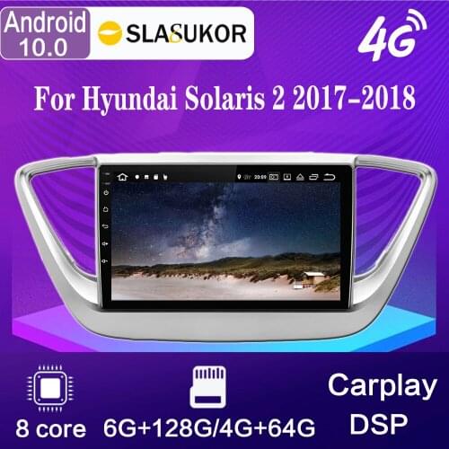 9" Android 10 For Hyundai Solaris 2 2017 2018 Car Radio Multimedia Video Player Navigation GPS CarPlay Stereo Receiver Radio BT