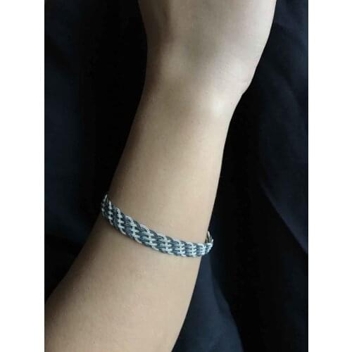 Big Mat handmade Knitted Kazaziye Silver Women Bracelet